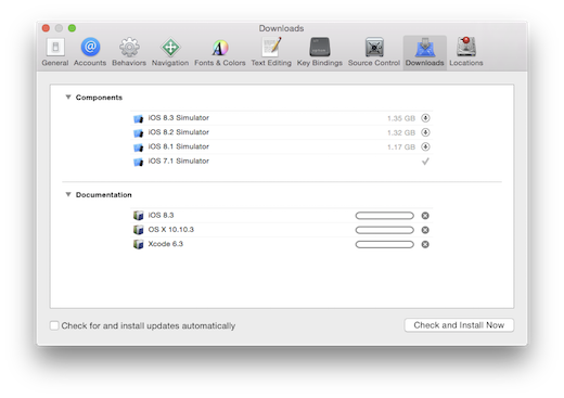 Xcode preferences downloads