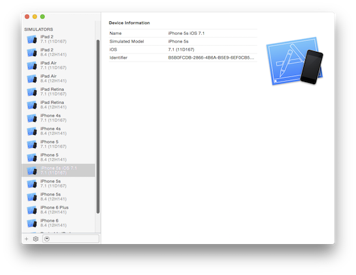 Xcode simulators